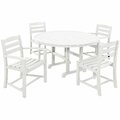 Polywood La Casa Cafe 5-Piece White Dining Set with 2 Arm Chairs and 2 Side Chairs 633PWS1711WH